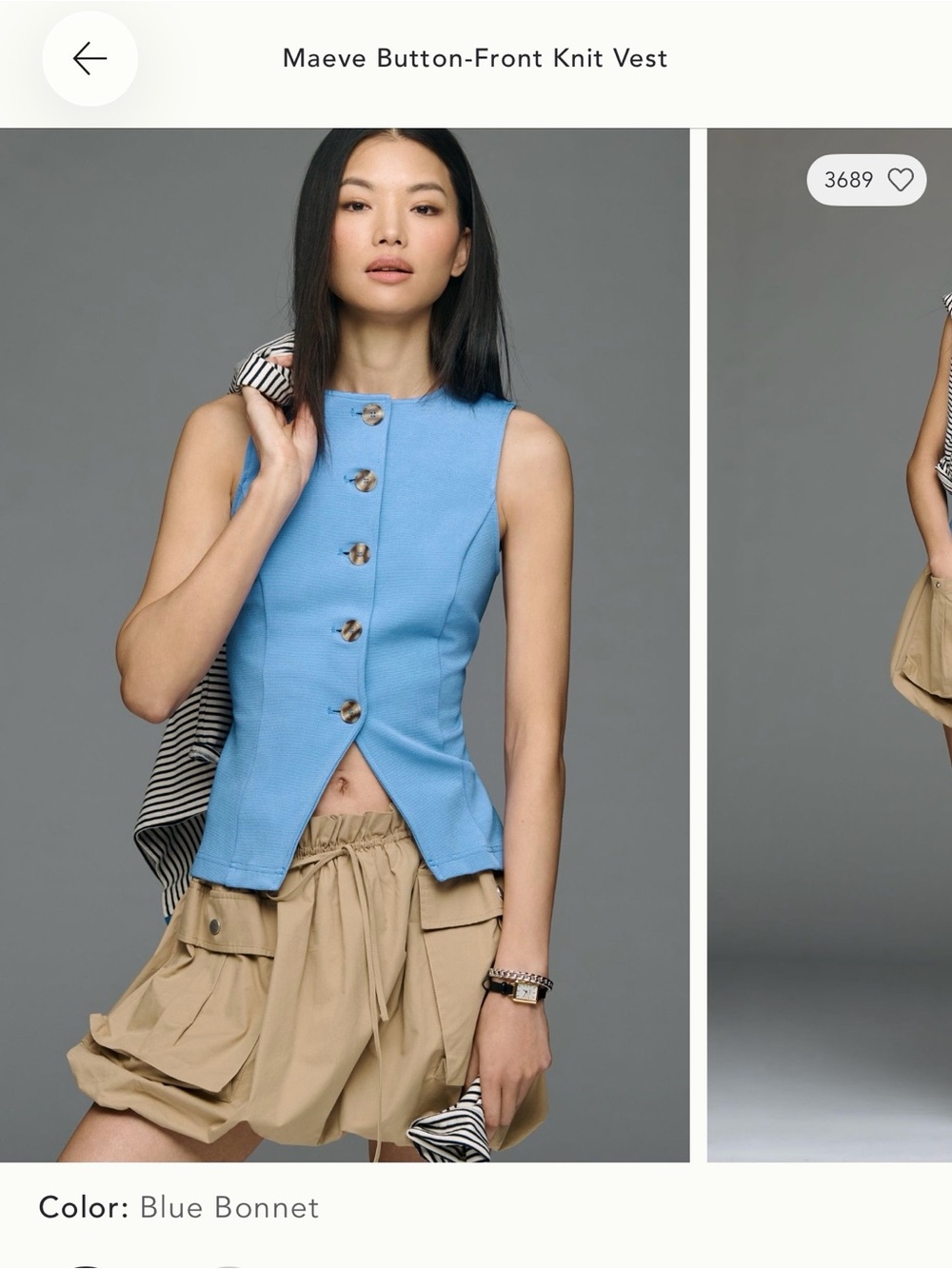 Maeve Cornflower Blue Button-Front Knit Vest